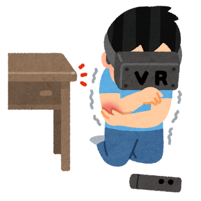 VRゲーム中に怪我をした人のイラスト