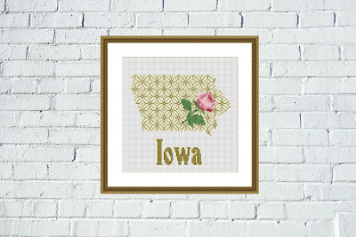 Iowa map cross stitch pattern - Tango Stitch