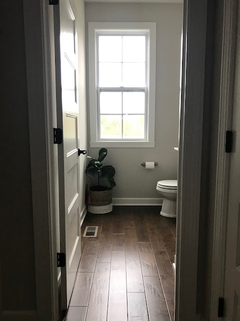 Powder room makeover with board and batten