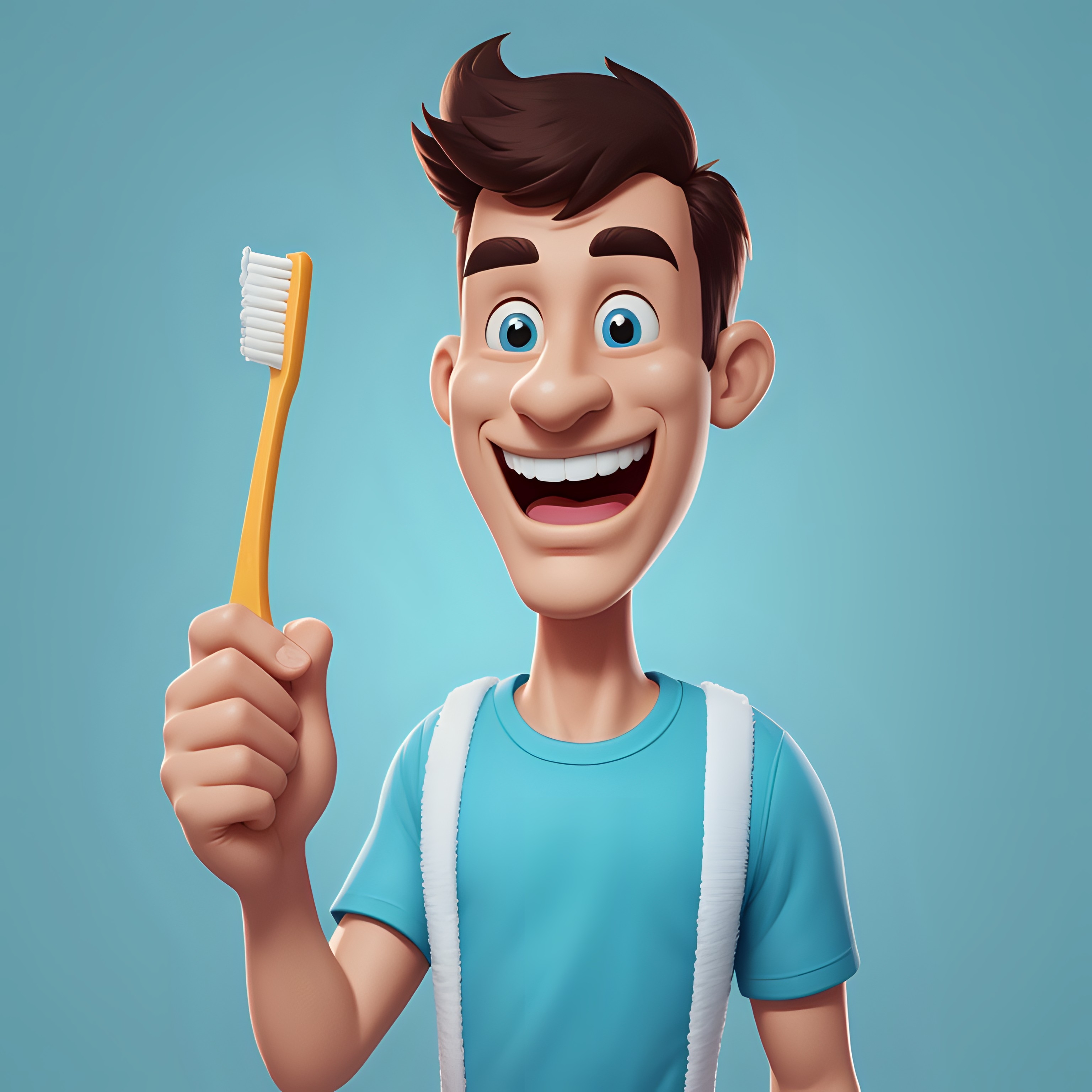 Man using Toothbrush cartoon character