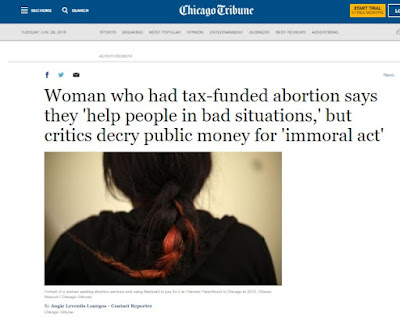 Chicago Tribune glorifies taxpayer funded abortion