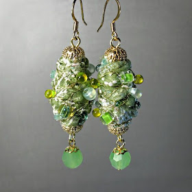 fabric bead dangle earrings