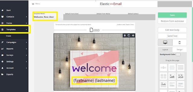 Elastic Mail Template Designer
