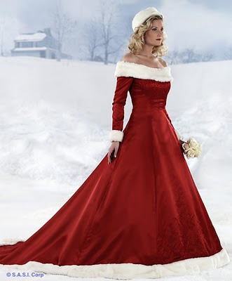   White Wedding Dresses on Red And White Wedding Dress Designs For Christmas Day