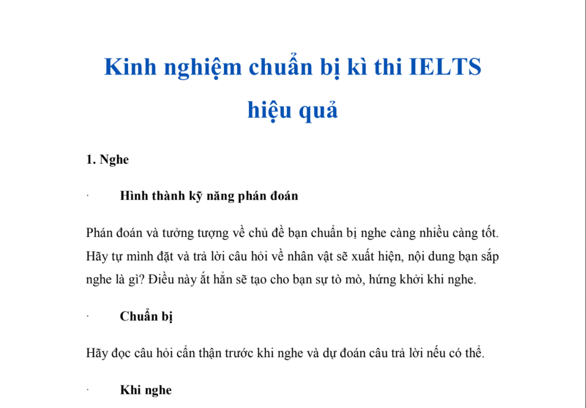 Kinh nghiệm chuẩn bị kì thi IELTS hiệu quả