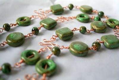 A touch of Autumn: copper and ceramic beads, wire wrapping, necklace :: All Pretty Things