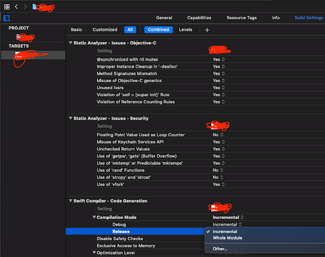 ios build settings