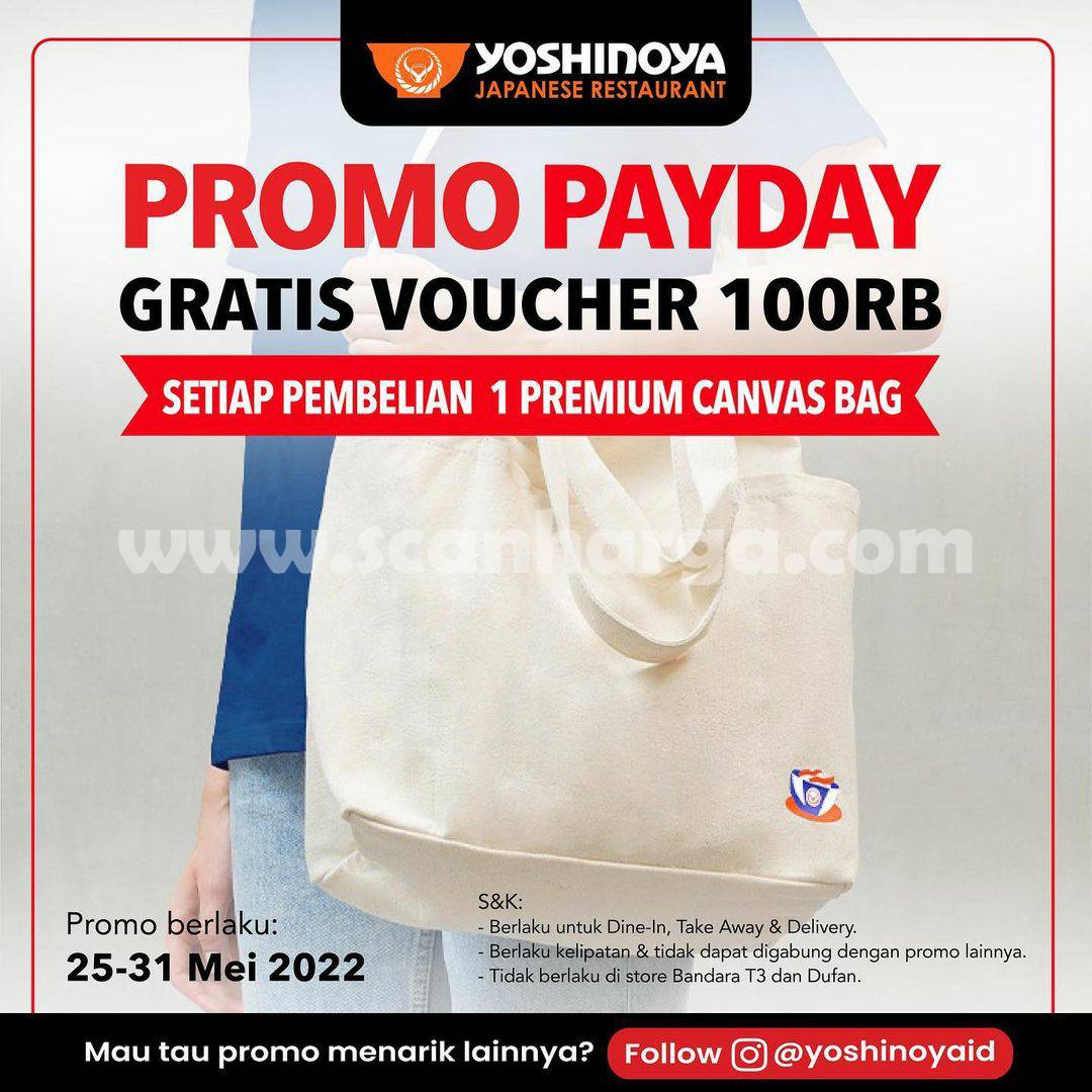 Promo YOSHINOYA PAYDAY – GRATIS Voucher 100 RB*