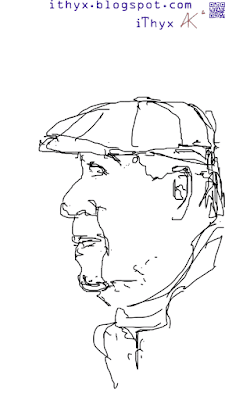 Мужской портрет в твидовой кепке, быстрый цифровой линейный набросок сделал художник Андрей Бондаренко @iThyx