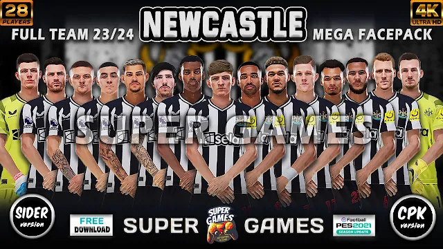 PES 2021 Newcastle United FC Mega Facepack Season 2023-2024