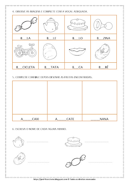 Atividades de Português 1º ano – Letra B