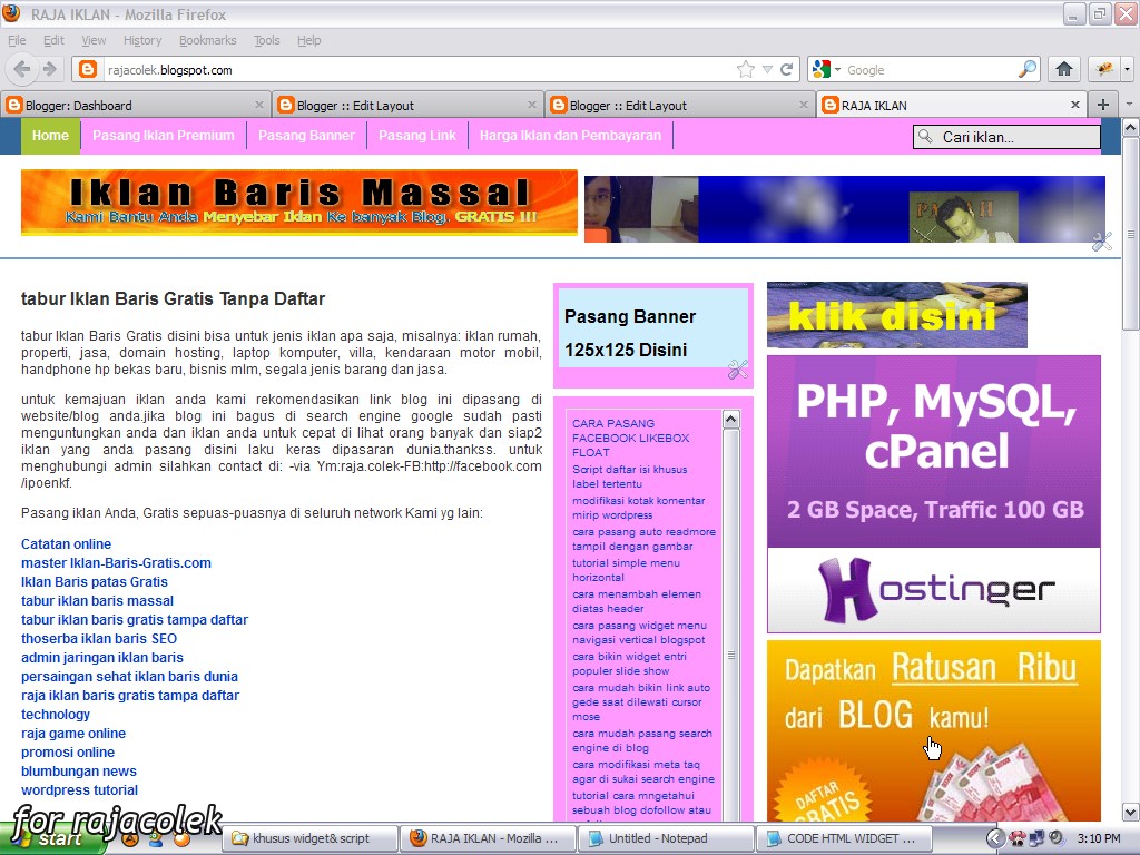 Template iklan baris blogspot