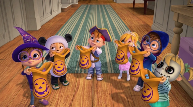 The Chipmunks and Chipettes trick or treating.