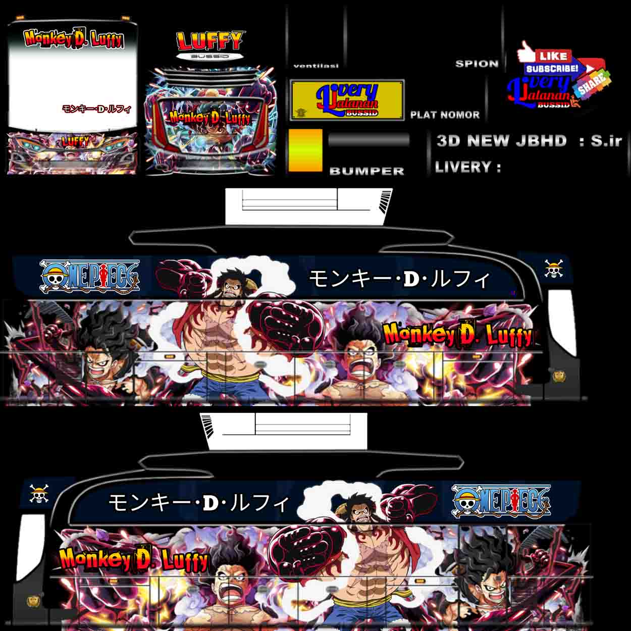 livery bussid one piece hd
