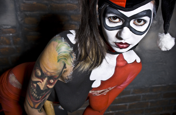 harley quin body paint breasts