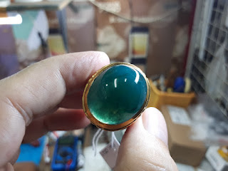 Batu Bacan Gulau Green BC071 HQ Body Glossy Kristal Ajib Ikatan Perak