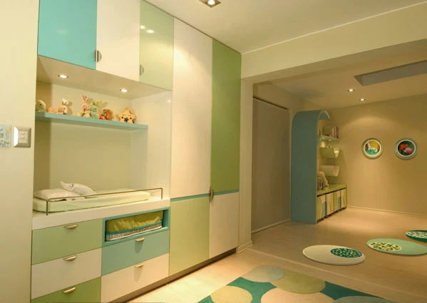 DORMITORIO PARA BEBE EN TURQUESA VERDE Y CREMA by Karim Chaman dormitorios.blogspot.com