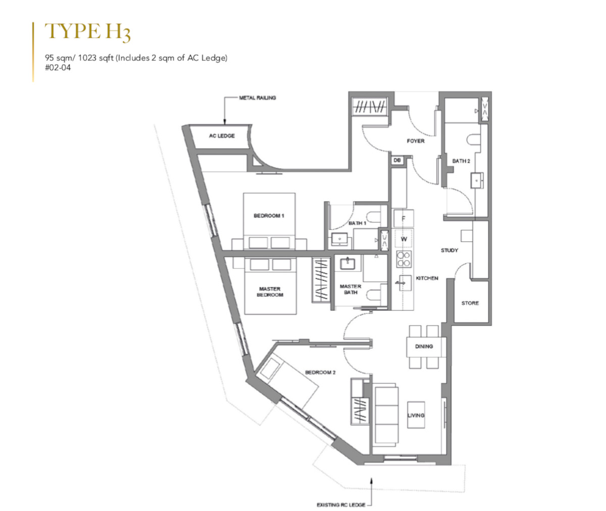 Lavender Residence 2 bedrooms floor plan