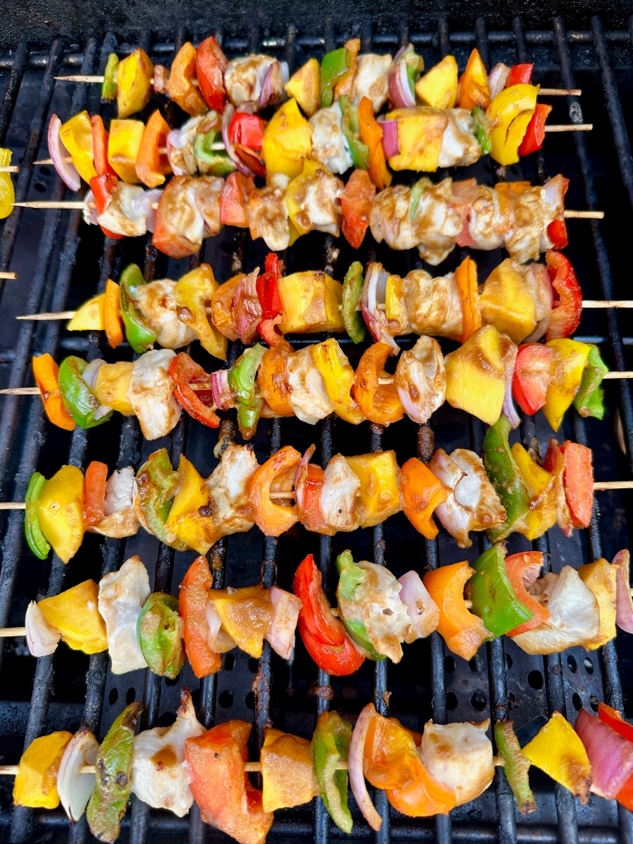 Mango Chicken Kebabs are delicious and loaded with flavor with grilled chicken, mango, bell peppers and onions all cooked in a mango soy marinade.
