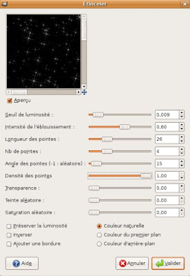 menu etinceler sous gimp