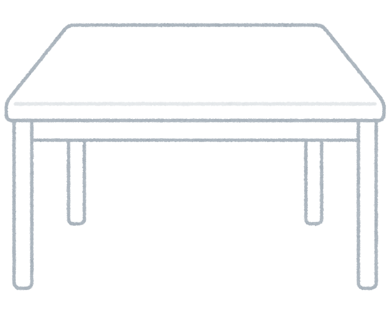 無料イラスト かわいいフリー素材集 白いテーブルのイラスト 正面