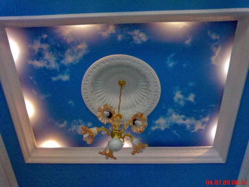 Motip plapon gypsum dengan desain cet langit langit 