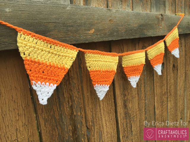 Crocheted Candy Corn Bunting Free Pattern Halloween Decor