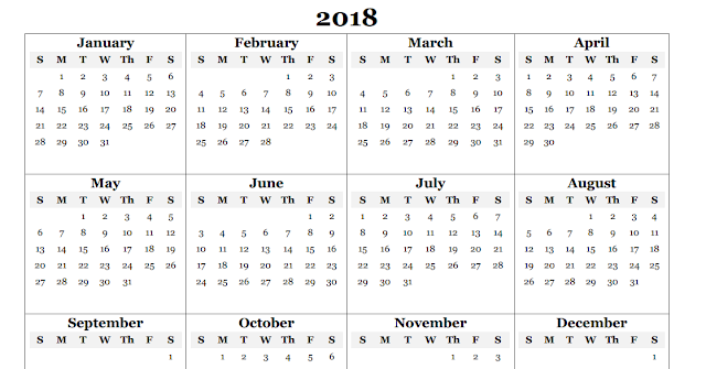 blank printable calendar 2018