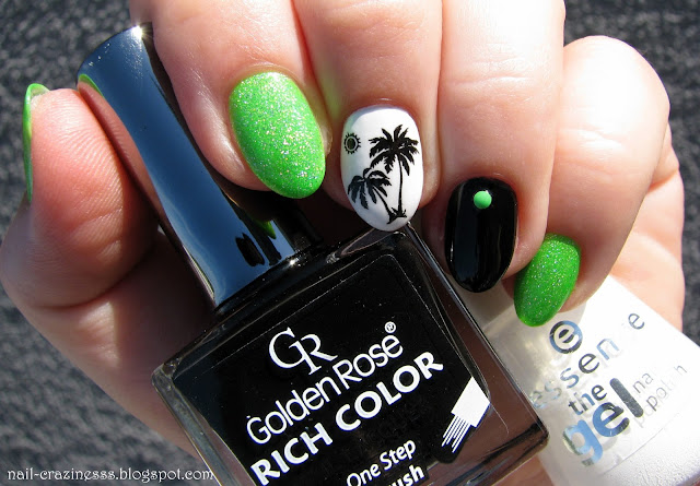 black, white, nail polish