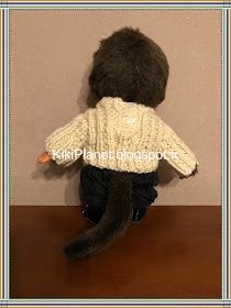 Pull à côtes fait main pour Kiki ou Monchhichi, tricot, handmade, knitting, vêtement, poupée