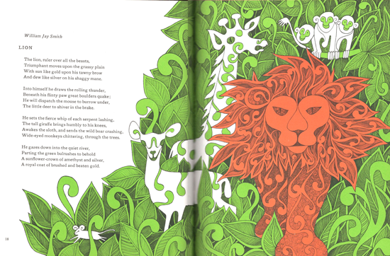 Mod and Mint: Vintage 1960s Childrens book Lion illustration - A Paper Zoo 