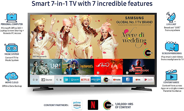 Samsung 100 cm 40 Inches Smart 7-in-1 Full HD Smart LED TV UA40N5200ARXXL Black