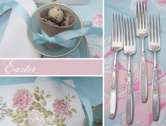 Easter table decoration in shabby chic  