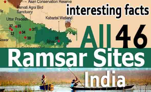 List of all 46 Ramsar Sites in India State Wise