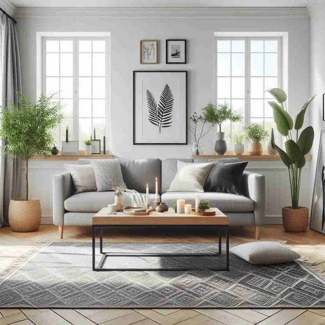 Sala de estar decorada com estilo escandinavo