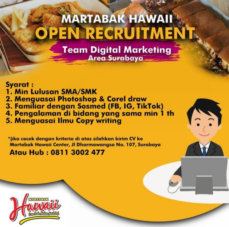 Open Recruitment at Martabak Hawaii Center Surabaya Juli 2020 - Lowongan Kerja Surabaya Oktober ...