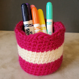 PDF Crochet Pattern: Bunny & Striped Tulip Bowl Set -- Cute Storage Containers