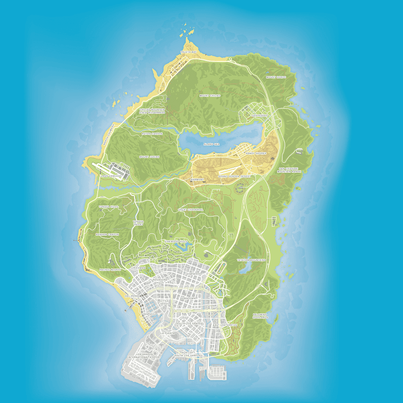 Grand Theft Auto V Game Map Atlas