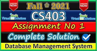 CS403 Assignment 1 Solution Fall 2021