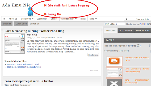 Cara Menjadikan Link Bergoyang Di Blog 
