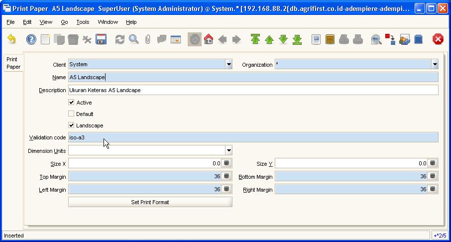 Setup Ukuran Kertas Print Format di ADempiere  Enterprise 