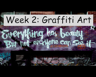 Week 2: Graffiti Art: Background photo of graffiti art by StockSnap at https://pixabay.com/photos/wall-art-graffiti-colors-quote-2568346/