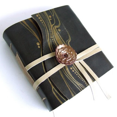 leather and polymer clay journal