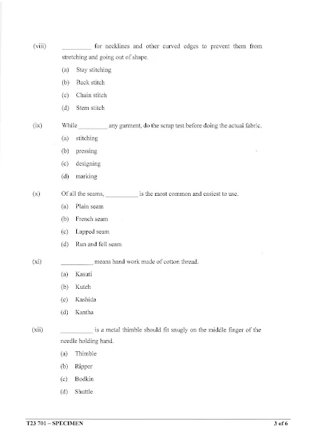 ICSE Class 10 Fashion Designing Specimen Paper 2023