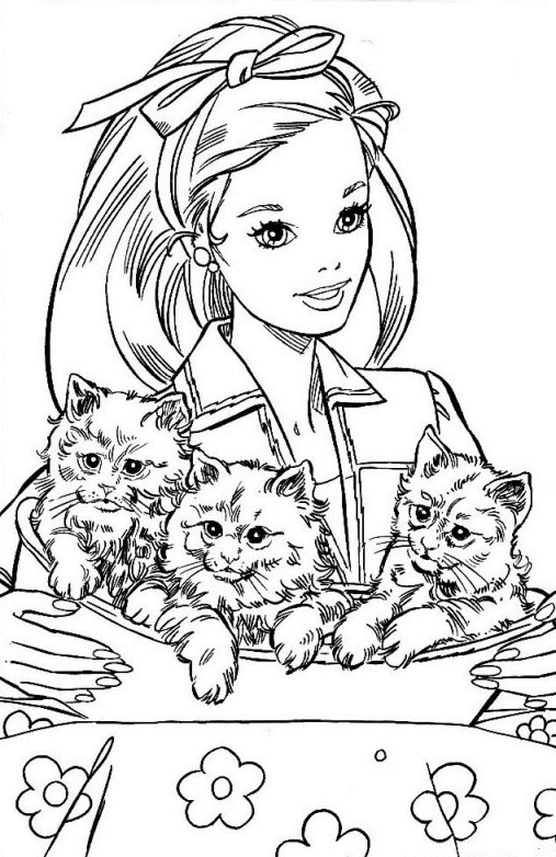  Barbie  and her cat  Coloring  Pages  kentscraft