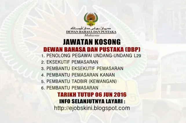 Jawatan kosong kerajaan terkini di Dewan Bahasa dan Pustaka (DBP)