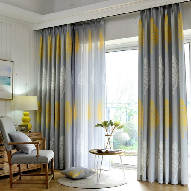 Bay window curtains straight across