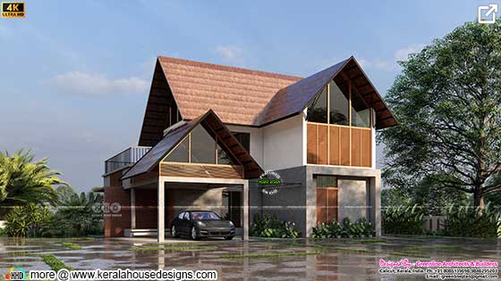 sloped roof house architecture rendering