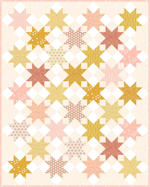Shining Stars quilt pattern in Sunbeam fabric from Ruby Star Society