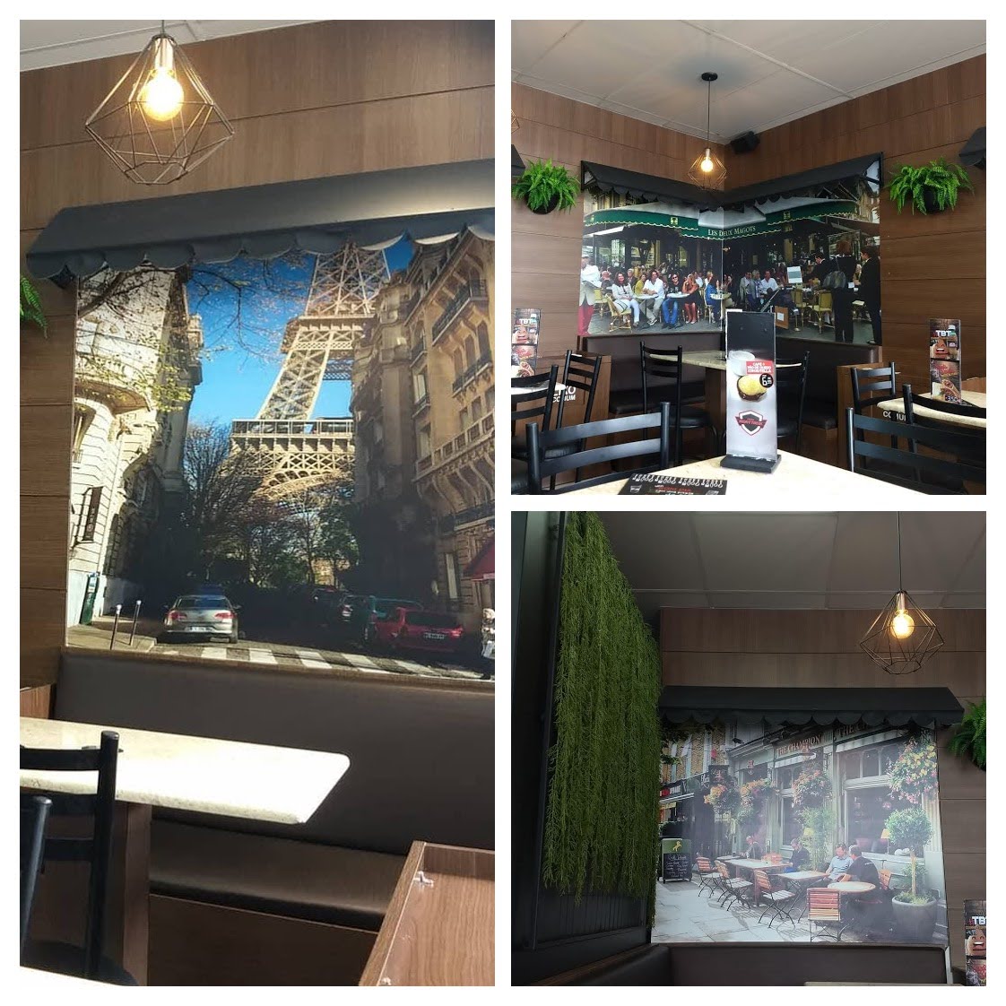 imagem da fotos que tem no interior do café Montreal, anexo ao posto em Joinville/SC. São fotos ampliadas de lugares "ícones" da França
